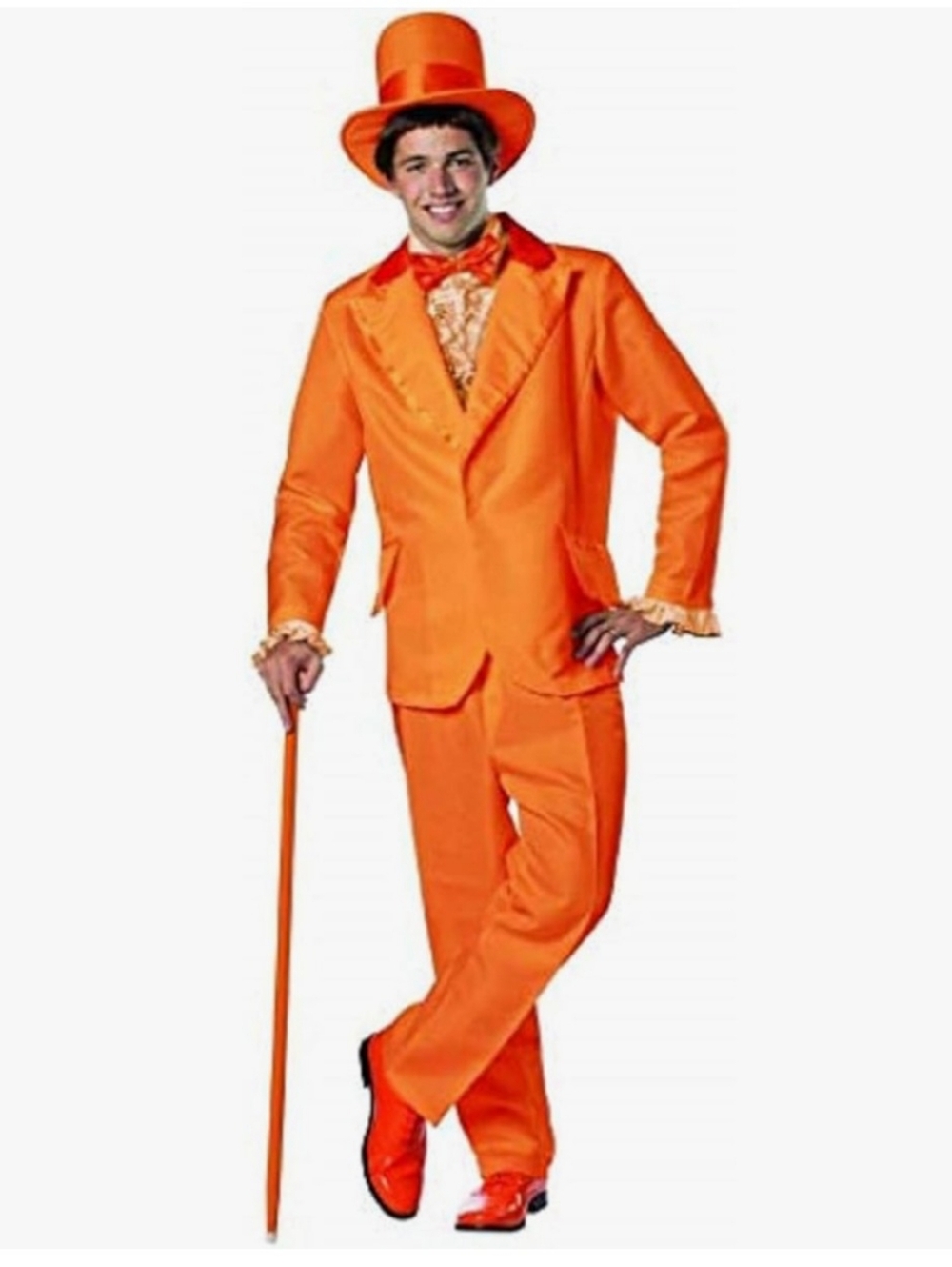 Men's Orange Goofball TucedoTwo-Piece Suit with Peak Lapel Costume